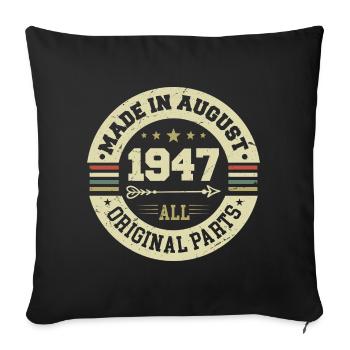 Août 1947 Cadeau d’anniversaire Août 1947 Août - Housse de coussin décorative 45 x 45 cm - noir - Devant