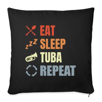 Eat Sleep Tuba Repeat - Sofa pillowcase 17,3'' x 17,3'' (45 x 45 cm) - black - Front