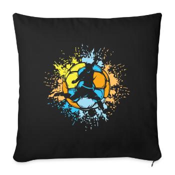 Football Couleur Explosion Joueur Soleil Couleurs Vives - Housse de coussin décorative 45 x 45 cm - noir - Devant