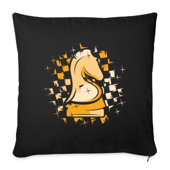 Schach Knight Farben Schachmuster Illustration - Sofakissenbezug 45 x 45 cm - Schwarz - Vorne