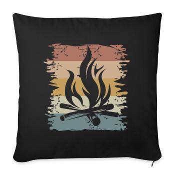 retro campfire survival outdoor bushcraft icon - Sofa pillowcase 17,3'' x 17,3'' (45 x 45 cm) - black - Front