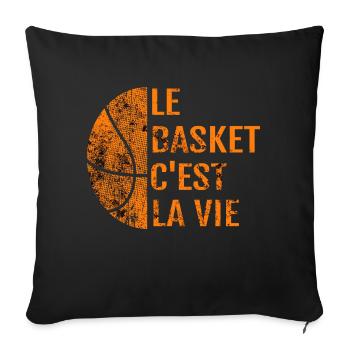 Le Basket c'est la vie Cadeau Basketball Homme Fem - Housse de coussin décorative 45 x 45 cm - noir - Devant