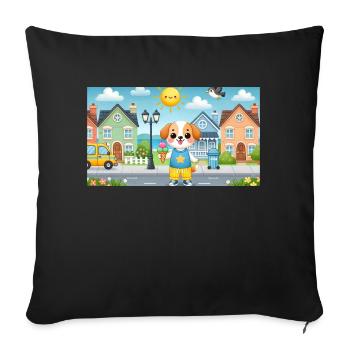 Kleiner Hund mit Eis - Sofakissenbezug 45 x 45 cm - Schwarz - Vorne