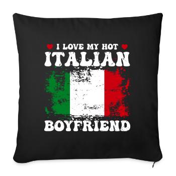 I Love My Hot Italian Boyfriend Couple Italy Flag - Housse de coussin décorative 45 x 45 cm - noir - Devant