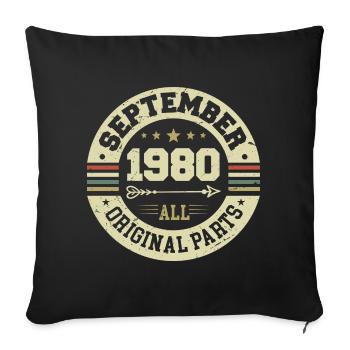 44. Geburtstag 1980 Legendär seit September 1980 - Sofakissenbezug 45 x 45 cm - Schwarz - Vorne