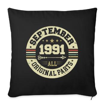 33e anniversaire 1991 Légendaire depuis septembre 1991 - Housse de coussin décorative 45 x 45 cm - noir - Devant