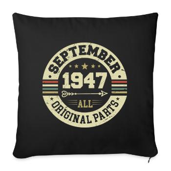 77e anniversaire 1947 Légendaire depuis septembre 1947 - Housse de coussin décorative 45 x 45 cm - noir - Devant