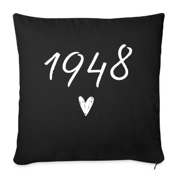 1948 coeur anniversaire - Housse de coussin décorative 45 x 45 cm - noir - Devant