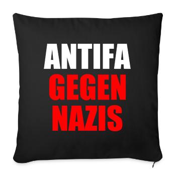 Antifa contre les nazis - Housse de coussin décorative 45 x 45 cm - noir - Devant