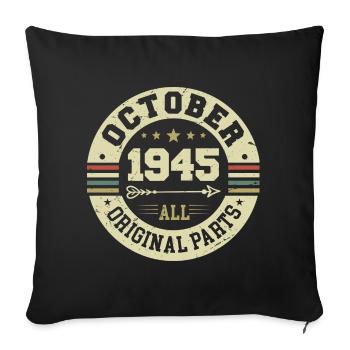 Légendaire depuis Octobre 1945 Anniversaire Octobre 1945 - Housse de coussin décorative 45 x 45 cm - noir - Devant
