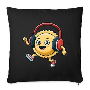 Ravioli Pasta Italian Techno Dancing Cartoon - Sofa pillowcase 17,3'' x 17,3'' (45 x 45 cm) - black - Front