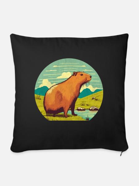 Wasserschwein - Sofakissenbezug 45 x 45 cm - Schwarz