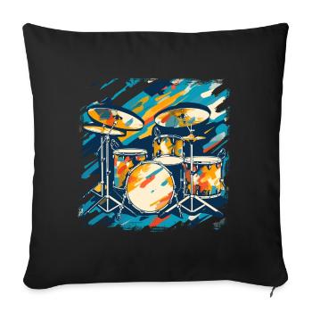 Drum Portrait - Sofa pillowcase 17,3'' x 17,3'' (45 x 45 cm) - black - Front