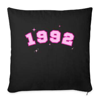 1992 rose étoile - Housse de coussin décorative 45 x 45 cm - noir - Devant