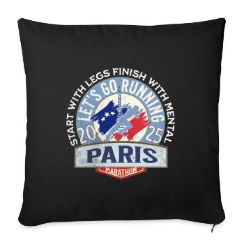 Let s go running in Paris Marathon - Housse de coussin décorative 45 x 45 cm - noir - Devant