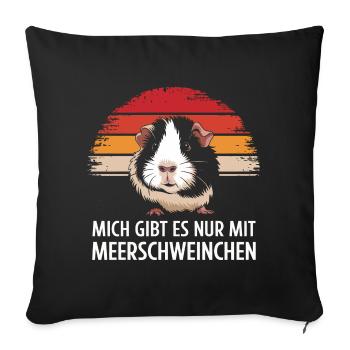 Meerschweinchen Kurzhaar Langhaar Crested Hunde - Sofakissenbezug 45 x 45 cm - Schwarz - Vorne