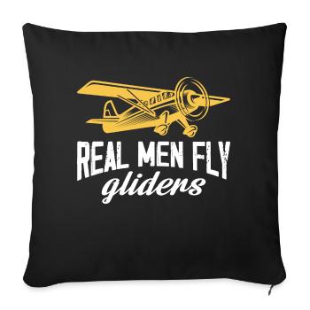 De vrais hommes volent planeurs Conception pour un avion rc - Housse de coussin décorative 45 x 45 cm - noir - Devant