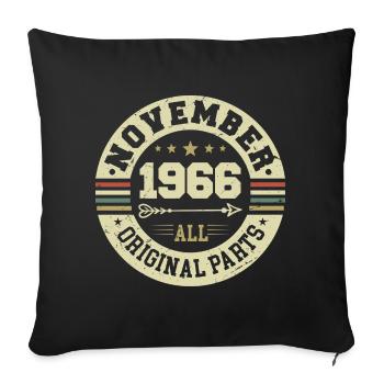 Millésime Novembre 1966 - Anniversaire Novembre 1966 - Housse de coussin décorative 45 x 45 cm - noir - Devant