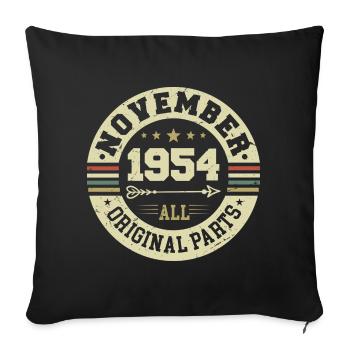 Vintage November 1954 - Birthday November 1954 - Sofa pillowcase 17,3'' x 17,3'' (45 x 45 cm) - black - Front