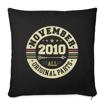 Vintage November 2010 - Birthday November 2010 - Sofa pillowcase 17,3'' x 17,3'' (45 x 45 cm) - black - Front