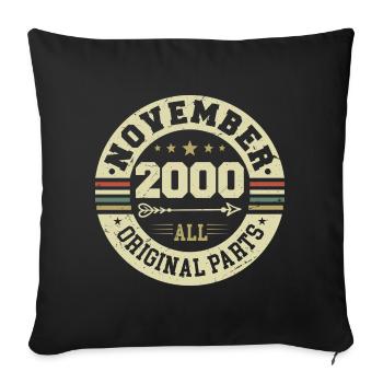 Vintage November 2000 - Birthday November 2000 - Sofa pillowcase 17,3'' x 17,3'' (45 x 45 cm) - black - Front