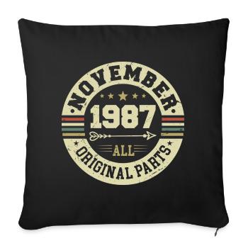 Millésime Novembre 1987 - Anniversaire Novembre 1987 - Housse de coussin décorative 45 x 45 cm - noir - Devant