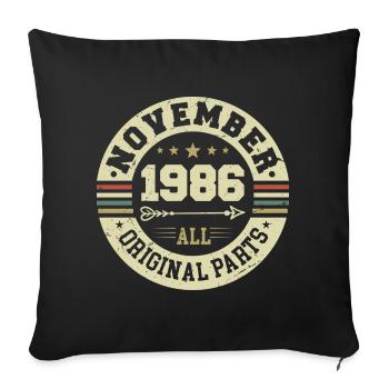 Millésime Novembre 1986 - Anniversaire Novembre 1986 - Housse de coussin décorative 45 x 45 cm - noir - Devant