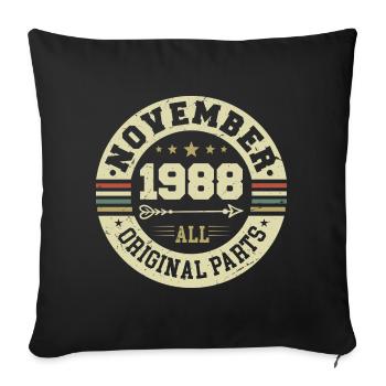 Millésime Novembre 1988 - Anniversaire Novembre 1988 - Housse de coussin décorative 45 x 45 cm - noir - Devant
