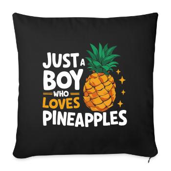 Ananas Fruit tropical hawaïen - Housse de coussin décorative 45 x 45 cm - noir - Devant