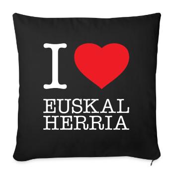 J’AIME EUSKAL HERRIA Pays Basque Basque - Housse de coussin décorative 45 x 45 cm - noir - Devant
