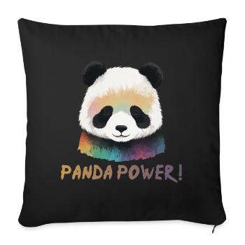 Panda Bär Kinder Panda Power - Sofakissenbezug 45 x 45 cm - Schwarz - Vorne