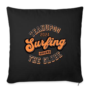 Teahupoo surfing around the globe - Housse de coussin décorative 45 x 45 cm - noir - Devant