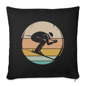 Skifahrer retro Abfahrt Winter Wintersport Symbol - Sofakissenbezug 45 x 45 cm - Schwarz - Vorne