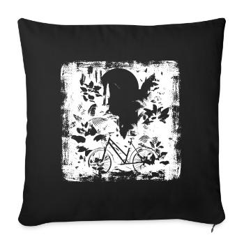 Cyclist Drawing - Sofa pillowcase 17,3'' x 17,3'' (45 x 45 cm) - black - Front