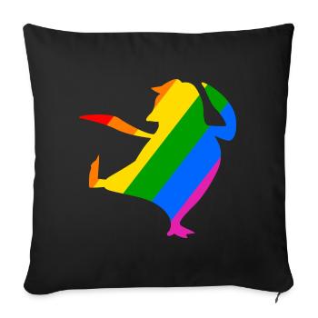 Regenbogen Pinguin macht Karate - Sofakissenbezug 45 x 45 cm - Schwarz - Vorne