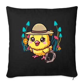 animaux mignons poussin wild west enfants enfant - Housse de coussin décorative 45 x 45 cm - noir - Devant