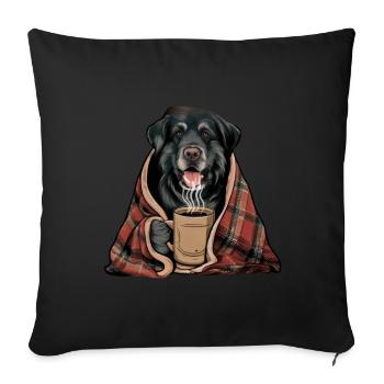 Münsterland dog with blanket and coffee mug - Sofa pillowcase 17,3'' x 17,3'' (45 x 45 cm) - black - Front
