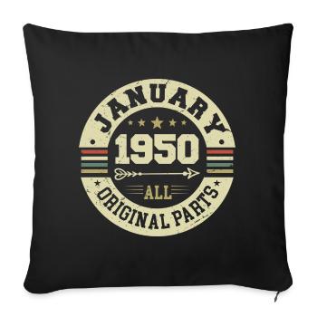 Janvier 1950 - Anniversaire en janvier 1950 - Housse de coussin décorative 45 x 45 cm - noir - Devant