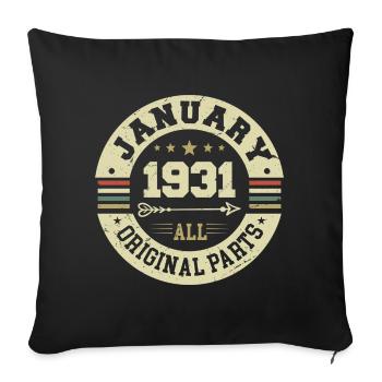 January 1931 - Birthday in January 1931 - Sofa pillowcase 17,3'' x 17,3'' (45 x 45 cm) - black - Front