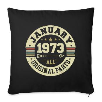 Janvier 1973 - Anniversaire en janvier 1973 - Housse de coussin décorative 45 x 45 cm - noir - Devant