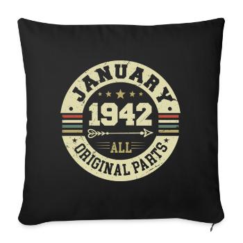 Janvier 1942 - Anniversaire en janvier 1942 - Housse de coussin décorative 45 x 45 cm - noir - Devant
