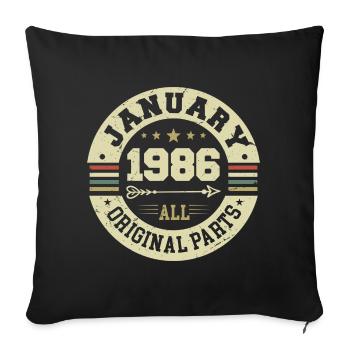 Janvier 1986 - Anniversaire en janvier 1986 - Housse de coussin décorative 45 x 45 cm - noir - Devant