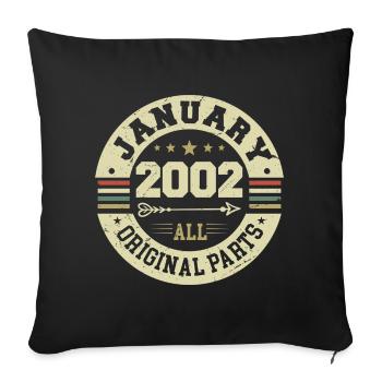 Janvier 2002 - Anniversaire en janvier 2002 - Housse de coussin décorative 45 x 45 cm - noir - Devant