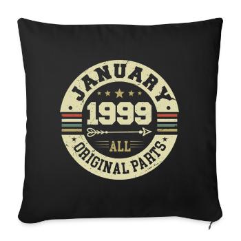 Janvier 1999 - Anniversaire en janvier 1999 - Housse de coussin décorative 45 x 45 cm - noir - Devant