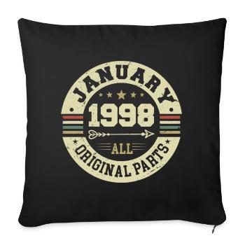 Janvier 1998 - Anniversaire en janvier 1998 - Housse de coussin décorative 45 x 45 cm - noir - Devant