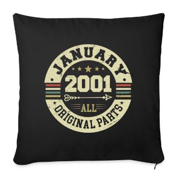 Janvier 2001 - Anniversaire en janvier 2001 - Housse de coussin décorative 45 x 45 cm - noir - Devant