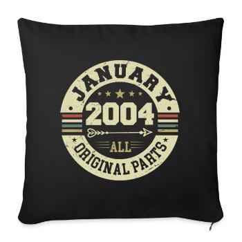 January 2004 - Birthday in January 2004 - Sofa pillowcase 17,3'' x 17,3'' (45 x 45 cm) - black - Front