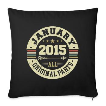 Janvier 2015 - Anniversaire en janvier 2015 - Housse de coussin décorative 45 x 45 cm - noir - Devant
