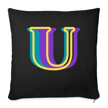 Multicolored letter u - Sofa pillowcase 17,3'' x 17,3'' (45 x 45 cm) - black - Front