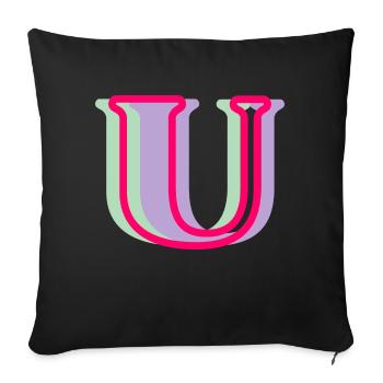 Multicolored letter u - Sofa pillowcase 17,3'' x 17,3'' (45 x 45 cm) - black - Front